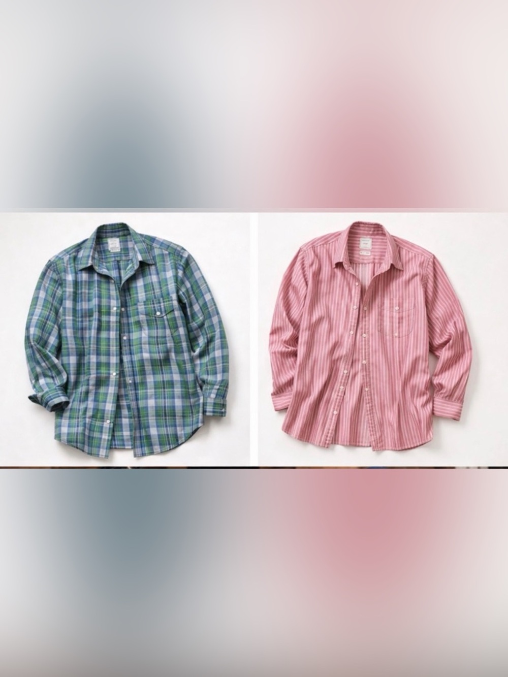 Mens Gap Button Down Shirt Lot 2 Plaid Stripe Casual Cotton Work M L